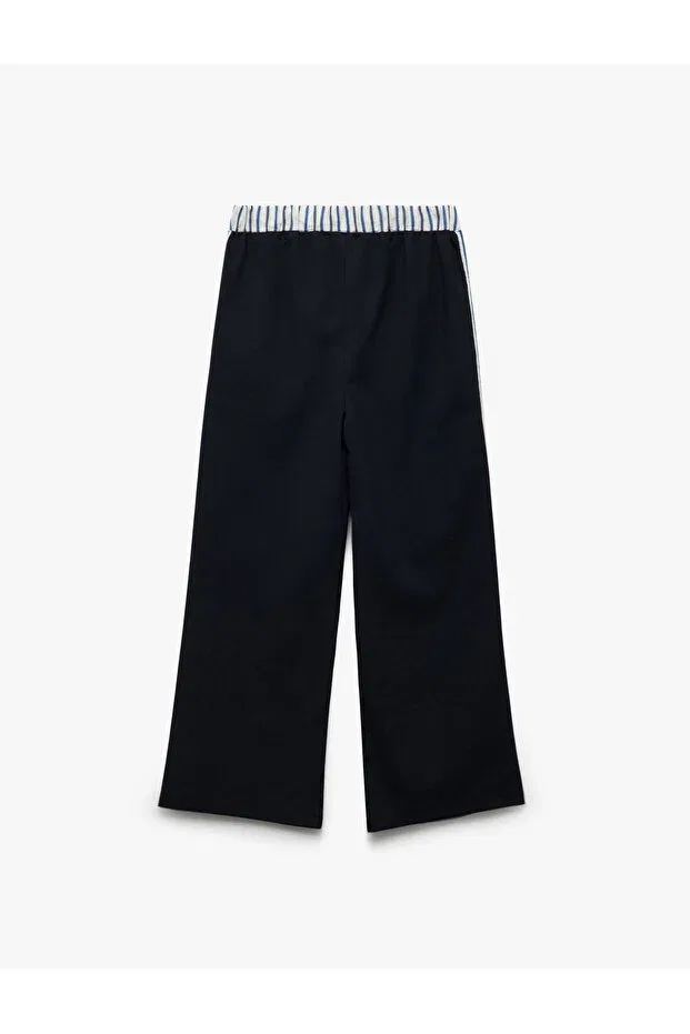 Детские широкие брюки для девочек с принтом Koton, Navy Blue — фото 2