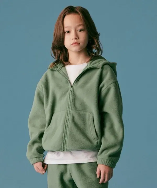 Флисовая кофта оверсайз с капюшоном, полар, Musinsa Standard Kids, шалфейный зеленый