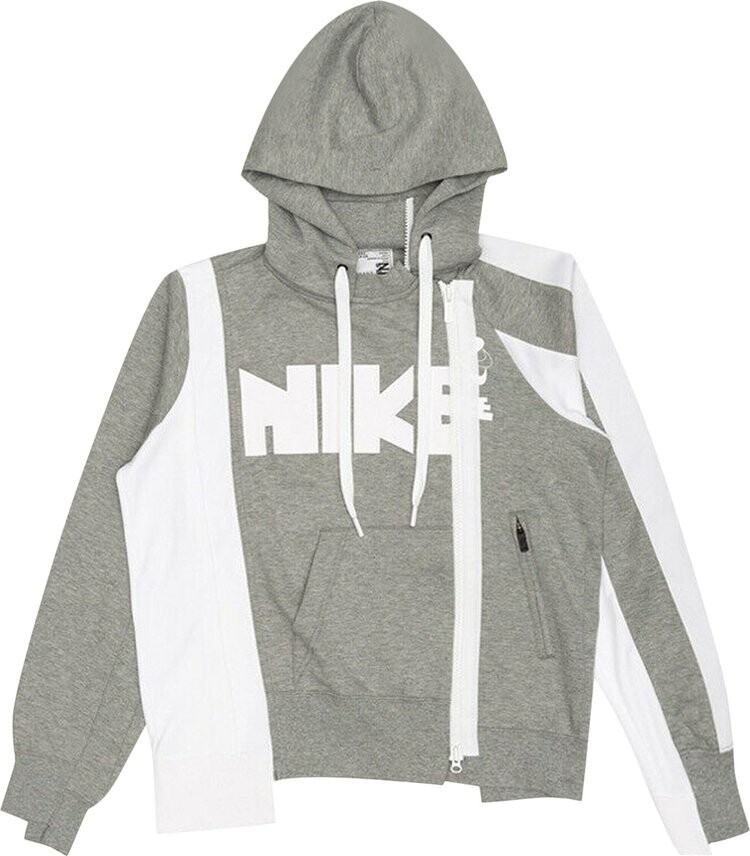 

Худи Nike x Sacai Double-Zip Hoodie 'Dark Grey Heather/White', серый
