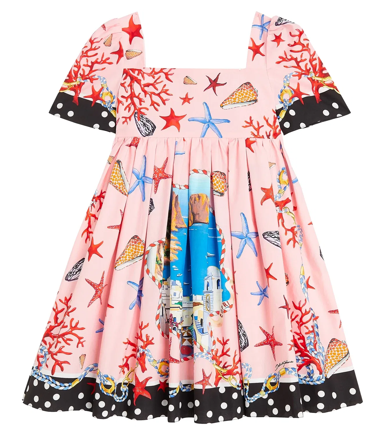 Платье плиссированное с принтом Capri Dolce&Gabbana Kids, розовый