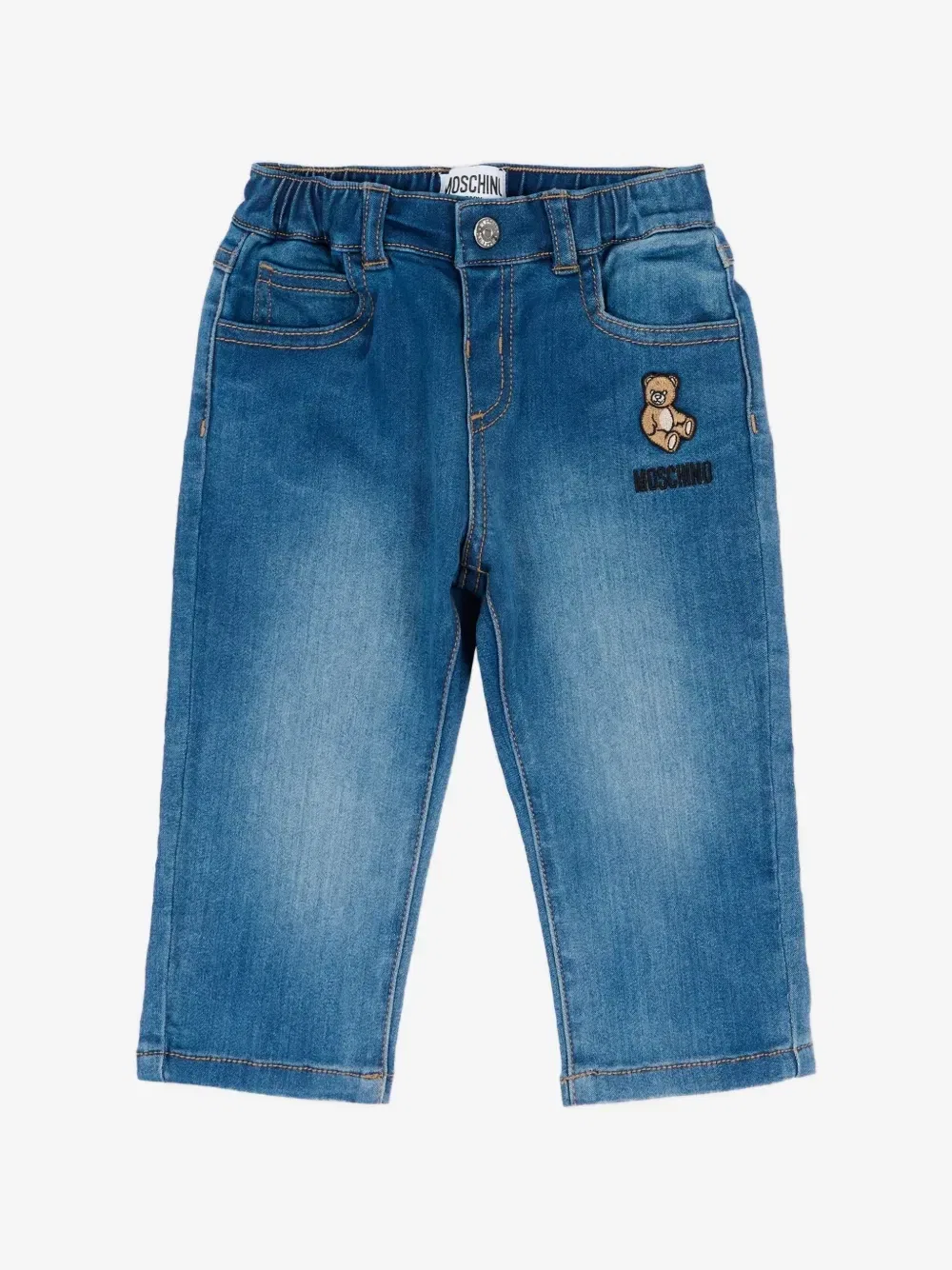 Джинсы с логотипом-нашивкой Moschino Kids, синий