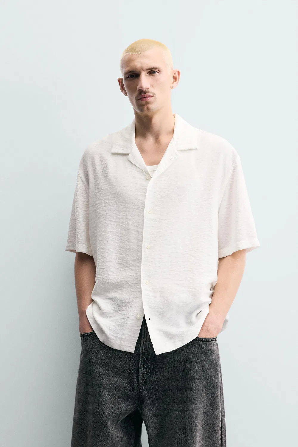 Рубашка свободного кроя стандартного размера ZARA, White — фото 2