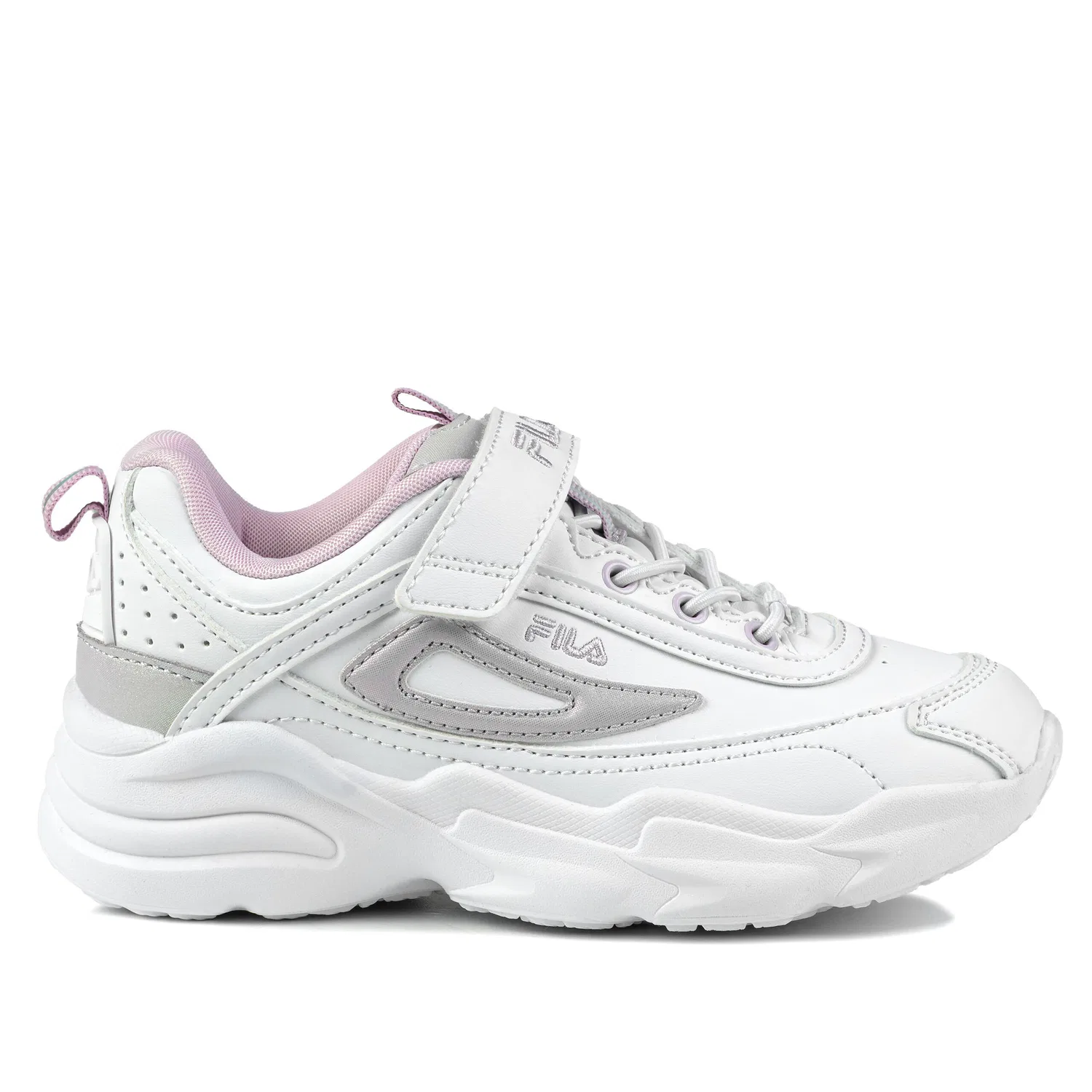 Детские кроссовки с липучками Fila Skye V, Цвет: Weiss Hellrosa Silber