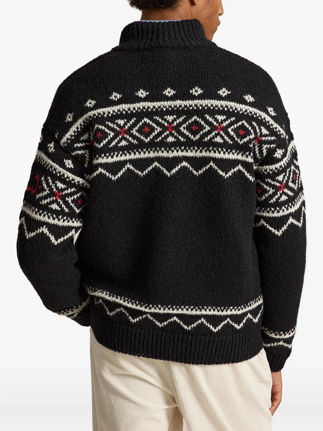 Свитер на молнии с узором Polo Ralph Lauren, черный — фото 4