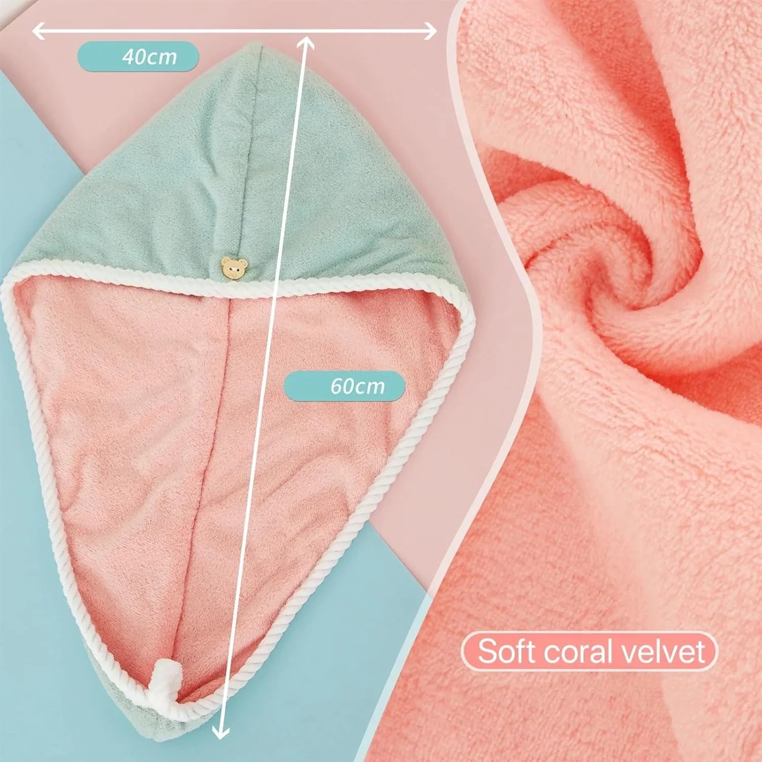 Шапочка для душа из микрофибры AYWTIUN, Pink — фото 4