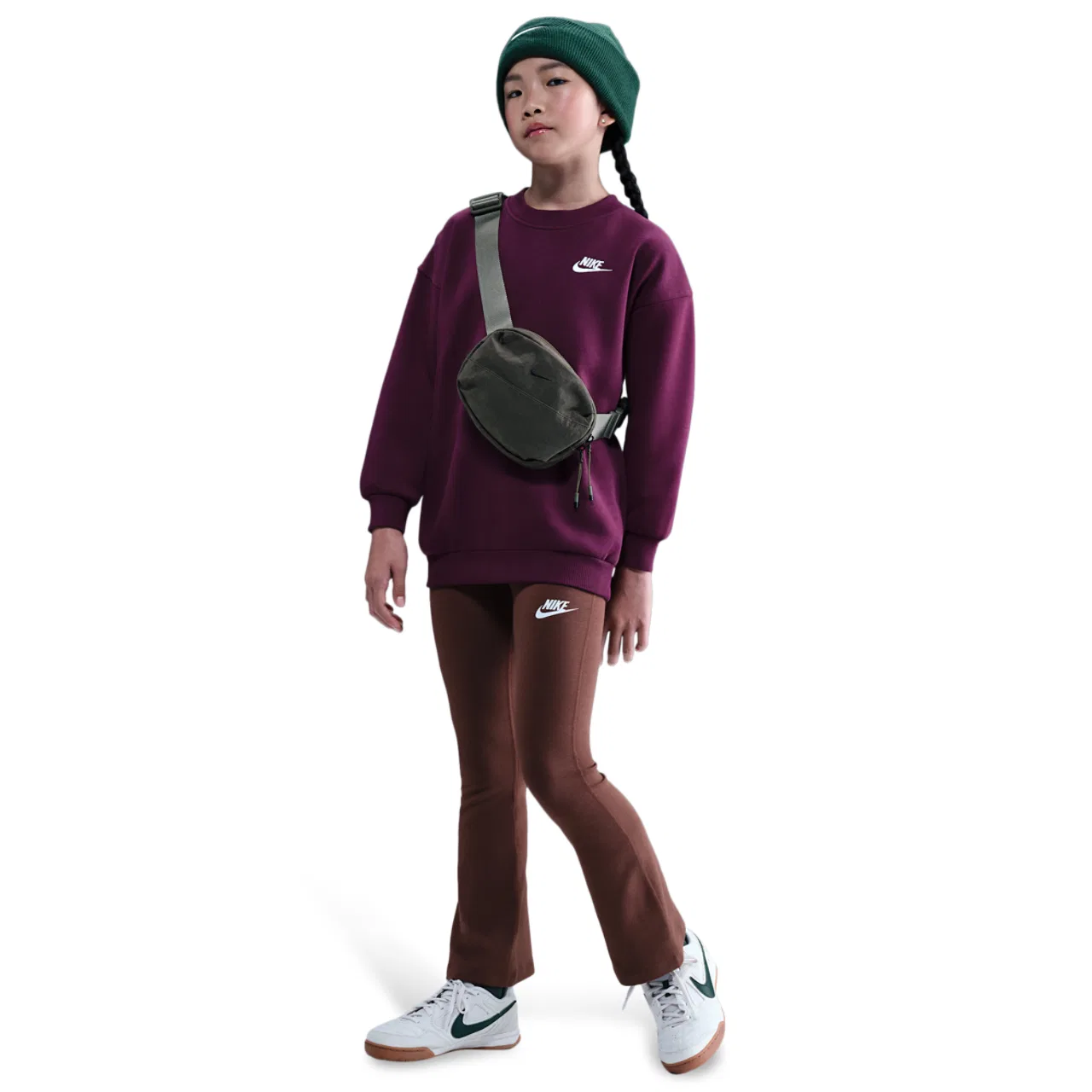 Детская толстовка Club Fleece Oversized Crew Nike, цвет Bordeaux/White — фото 3