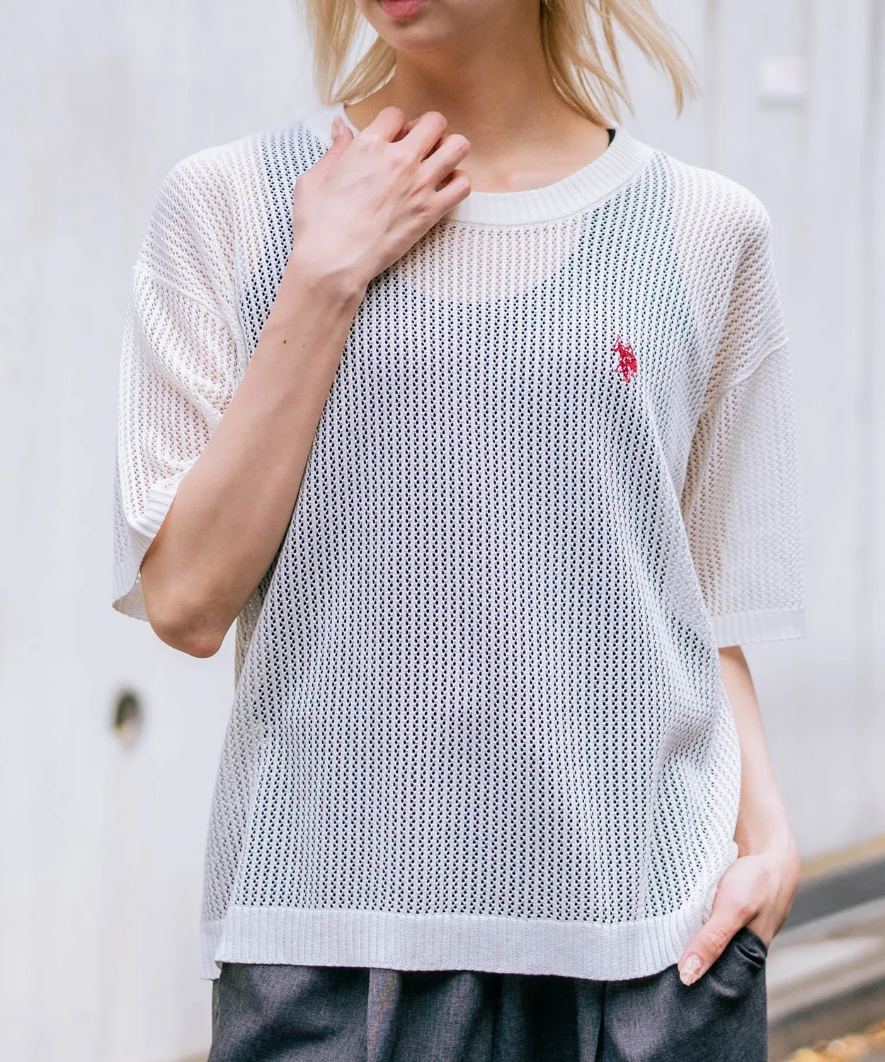 Женский ажурный топ без рукавов U.S. POLO ASSN., Off White