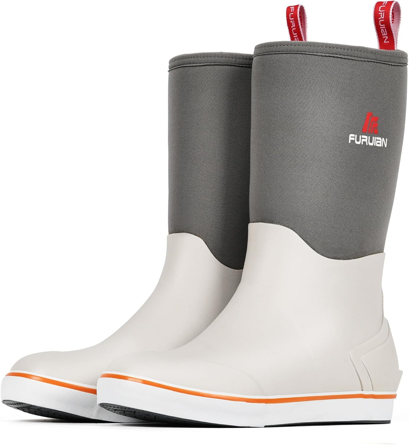 

Мужские ботинки Furuian, ботинки до середины голени, рыболовные резиновые ботинки для мужчин, водонепроницаемые ботинки, долговечные противоскользящие дождевые ботинки, светло-серый