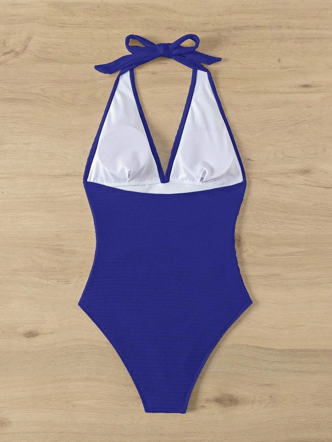 Женский монокини с открытой спиной, запахом и завязками, Royal Blue — фото 3
