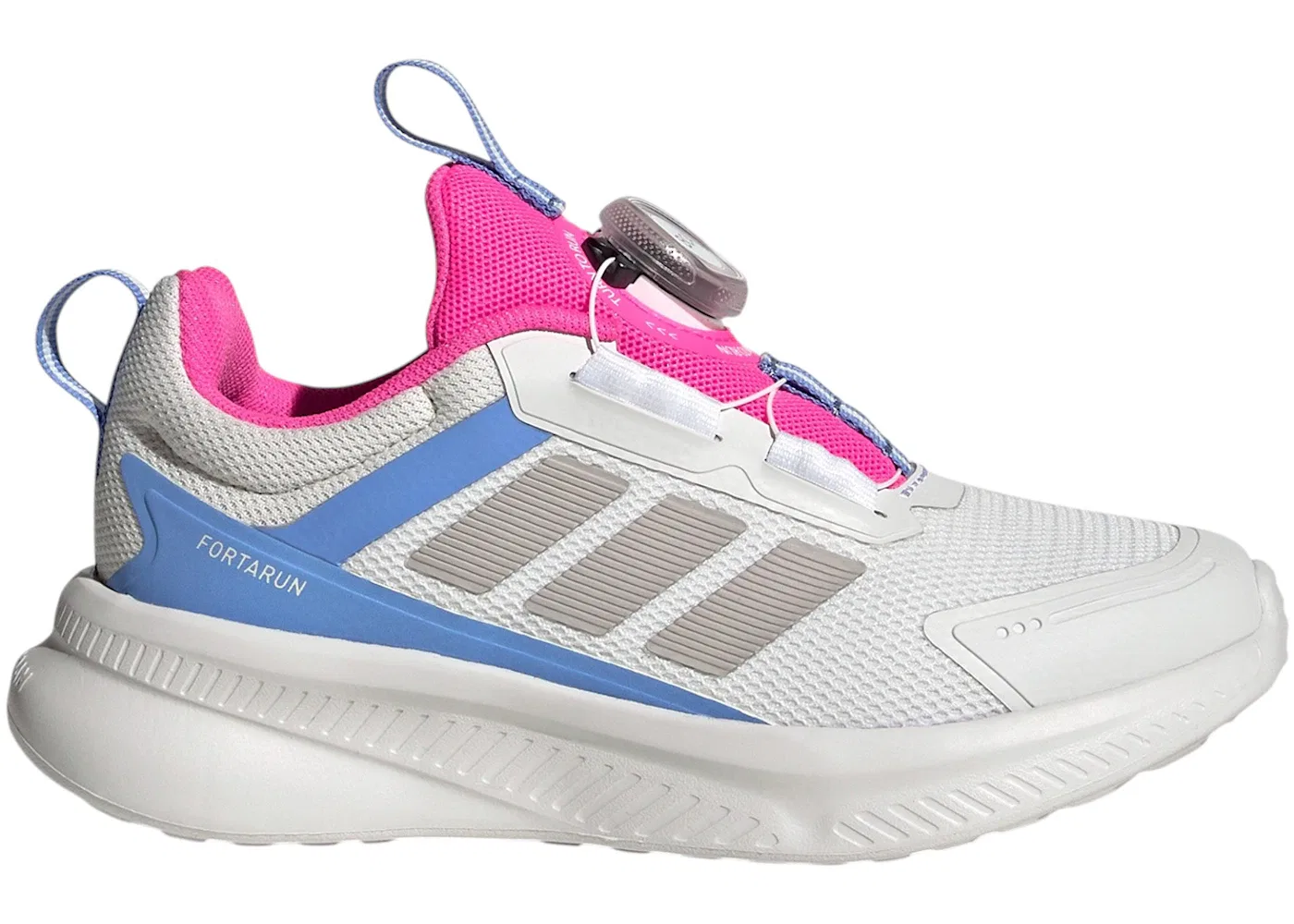 Детские кроссовки для бега с шнуровкой Adidas Fortarun 4.0 Adidas, Crystal White Grey Two Lucid Pink