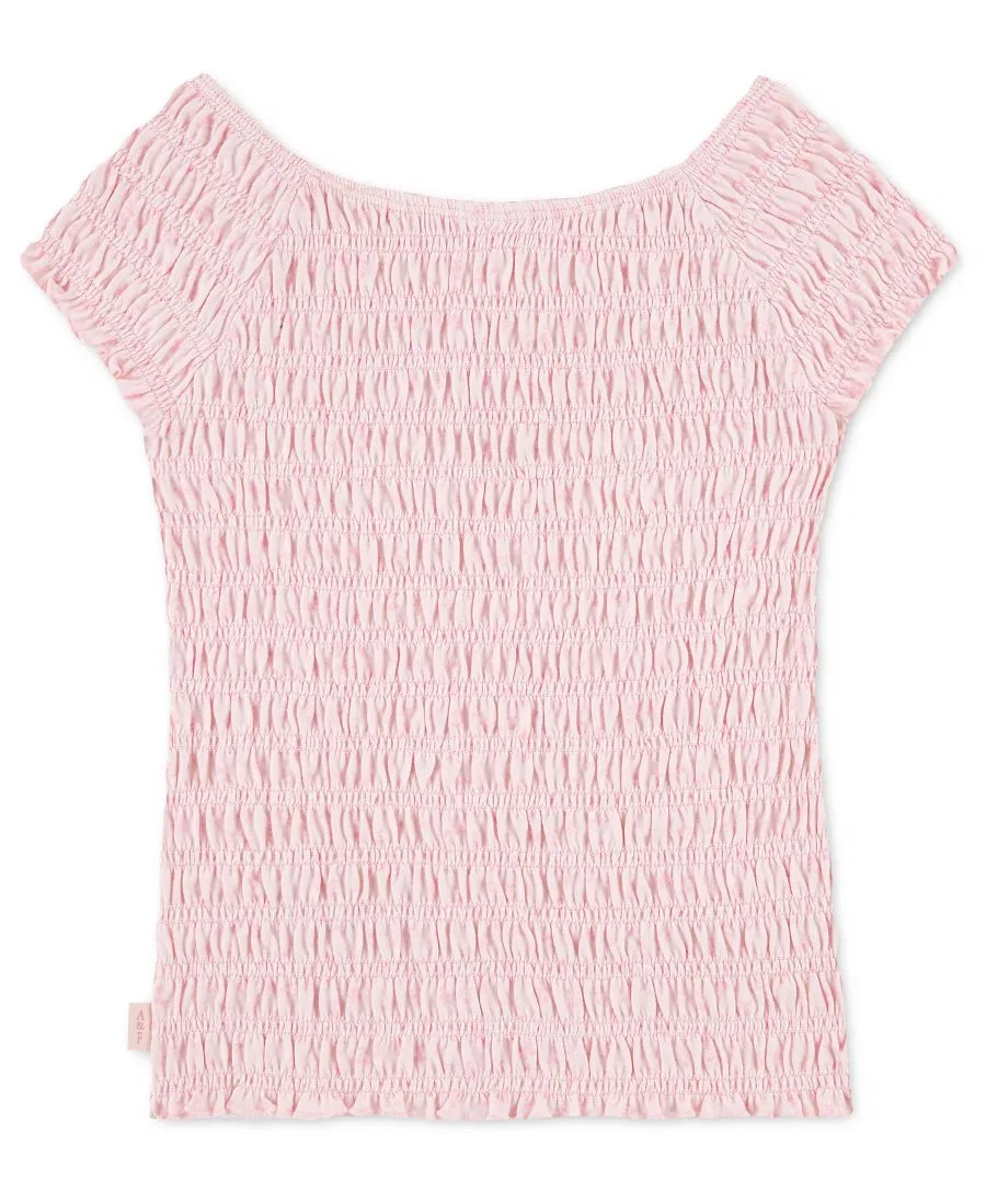 Топ с широким вырезом и коротким рукавом, сборочная конструкция, хлопок abercrombie kids, Ditsy Pink — фото 2