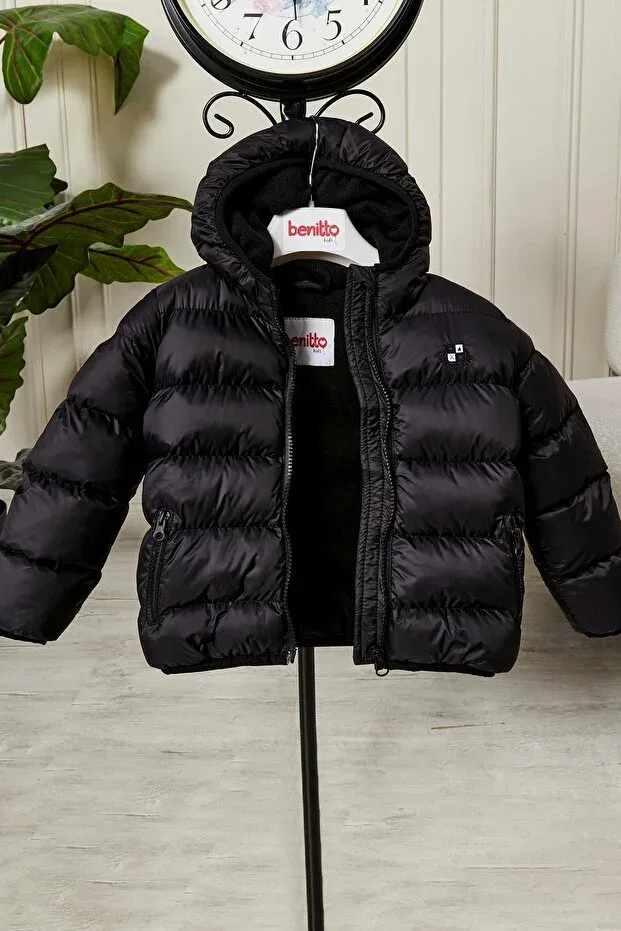 Детское пальто для мальчиков с капюшоном Benitto Kids, Black — фото 3