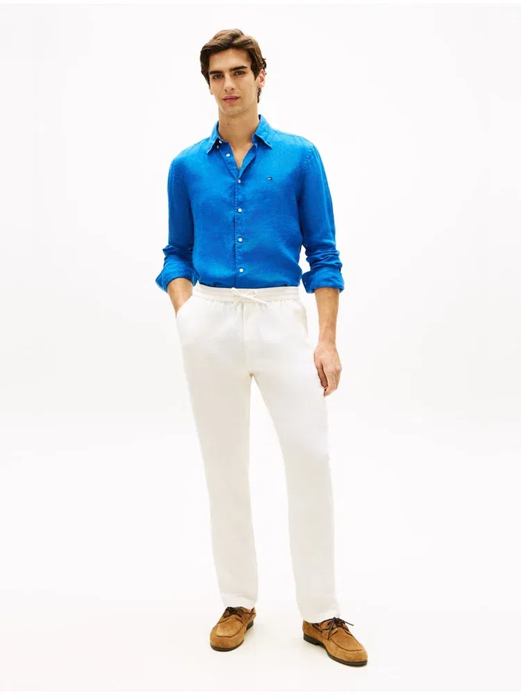 Рубашка Regular Fit из льна, Pigment Solid Shirt TOMMY HILFIGER, Royal Blue — фото 2