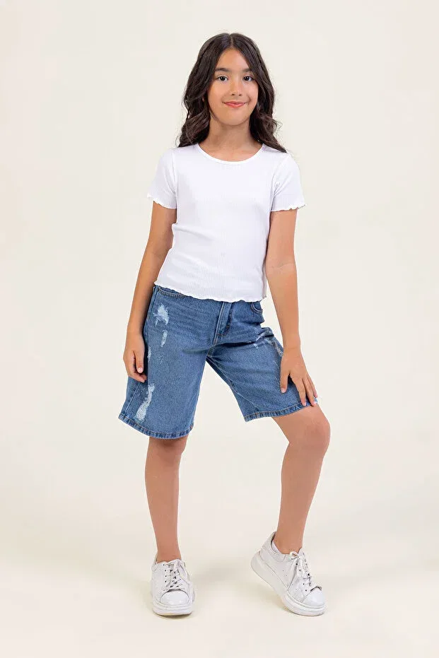 Детские шорты для девочек джинсовые прямого кроя Dmb Boys & Girls, Indigo