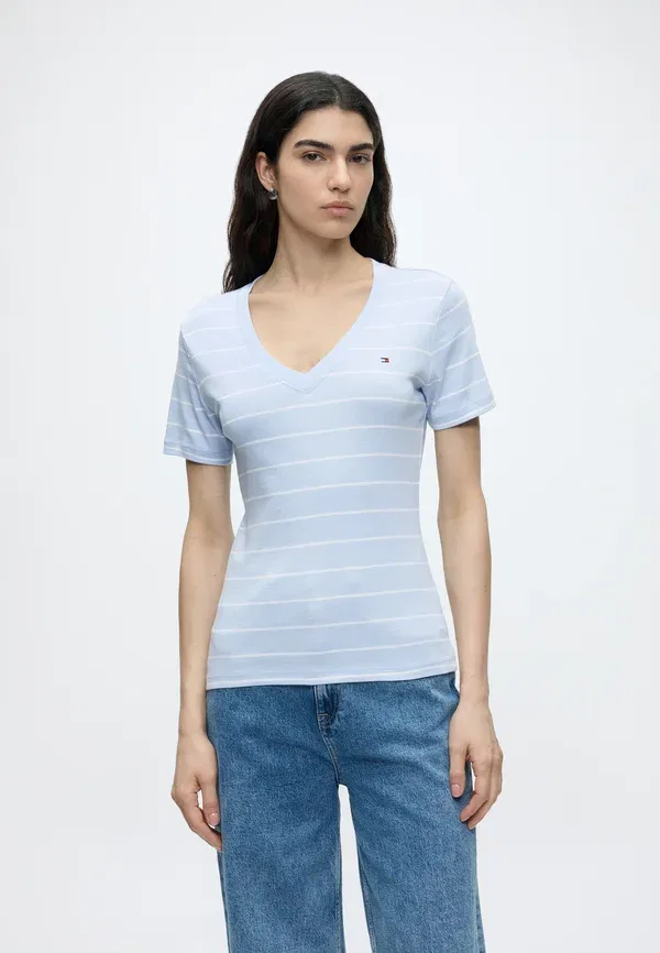 Футболка хлопковая Slim cody Tommy Hilfiger, breezy blue / ecru, синий