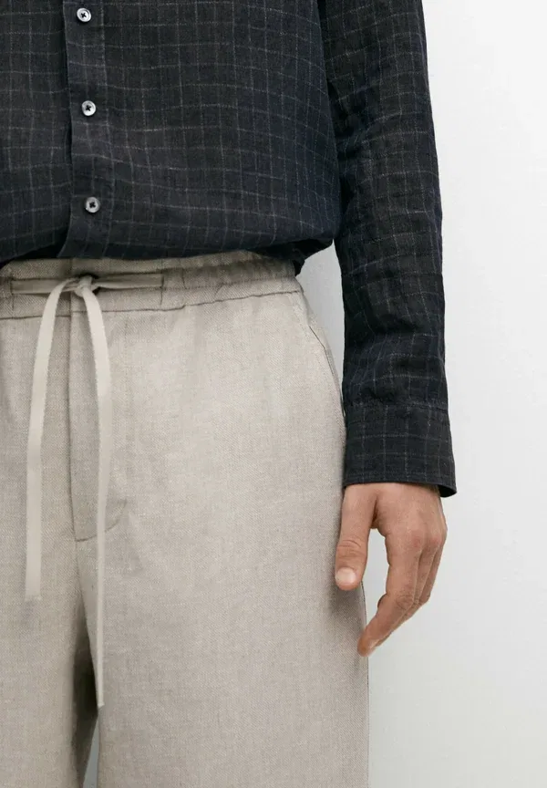 Брюки из льна Trousers Massimo Dutti, бежевый — фото 3