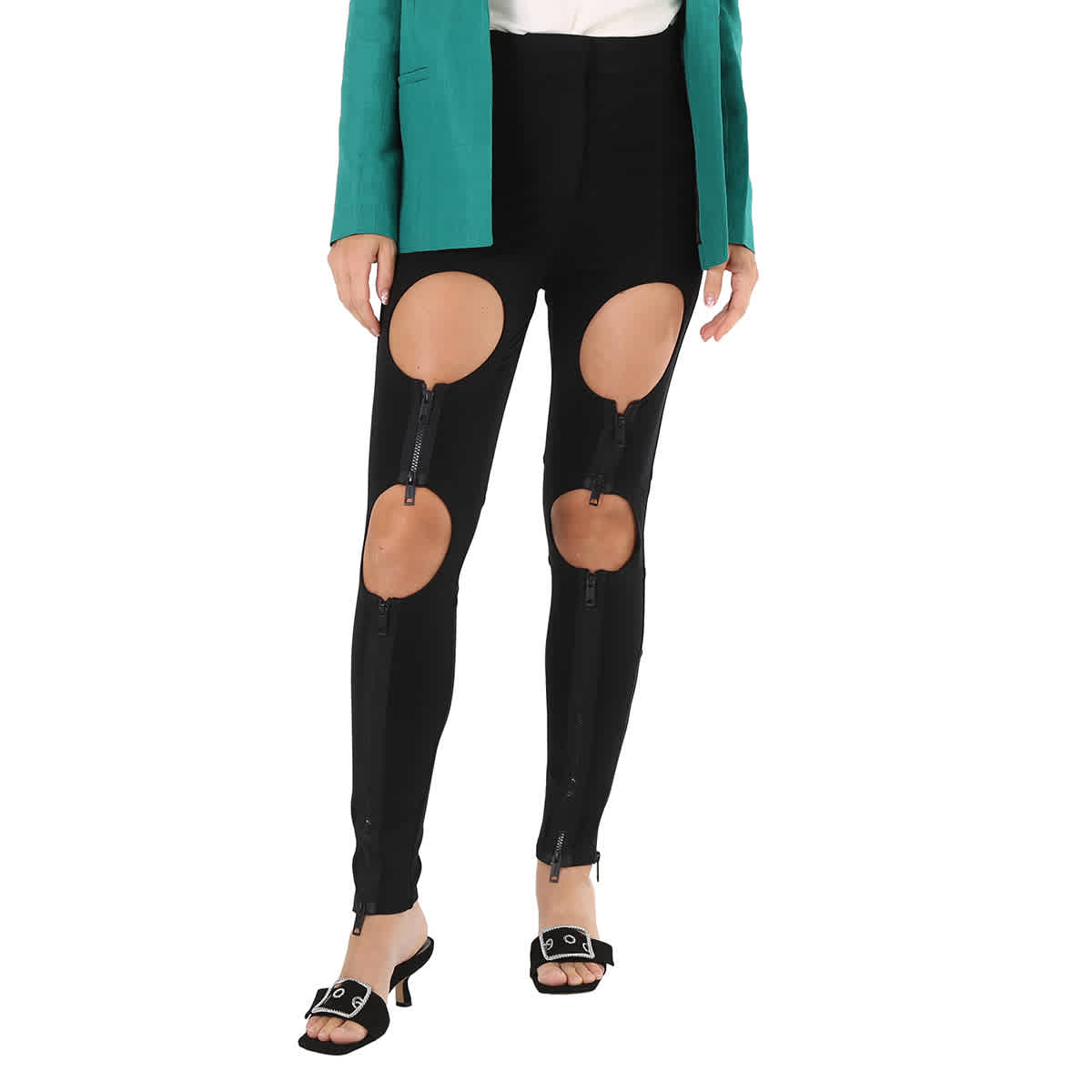 

Женские черные джинсы-скинни Burberry с вырезами и молнией