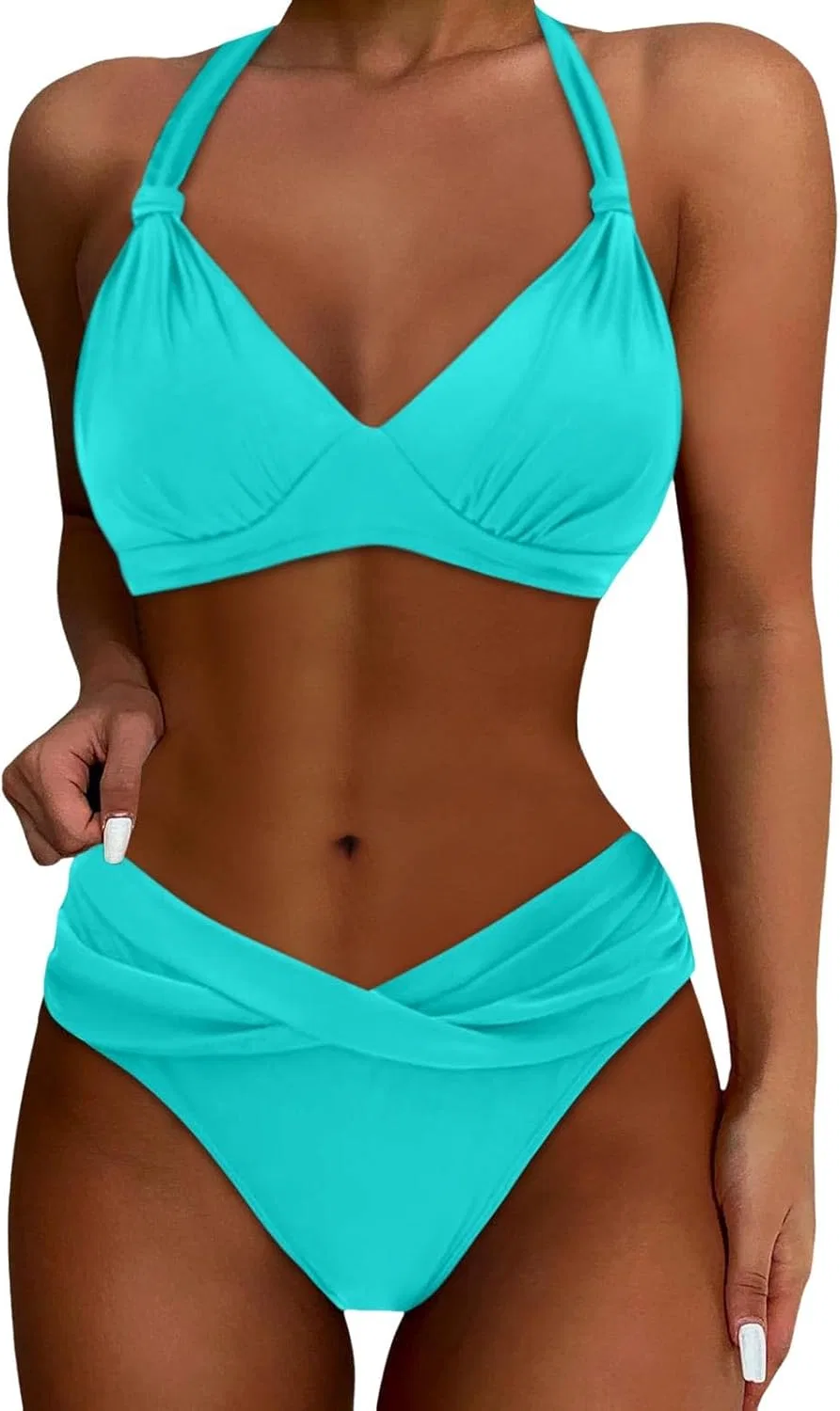Женский бикини-комплект с высокой талией, мягкий, 14 Mint Green