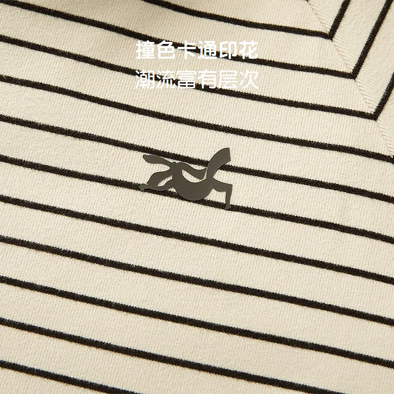 Детская футболка с длинным рукавом, модель HLA, Light Khaki Stripes 16 — фото 4