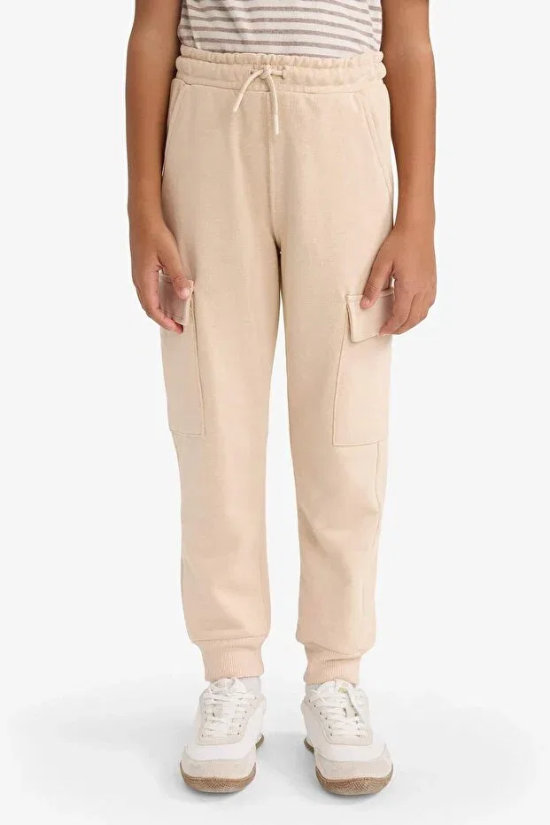 Детские спортивные штаны для мальчиков с эластичным манжетом Defacto, Beige Bg115 — фото 3