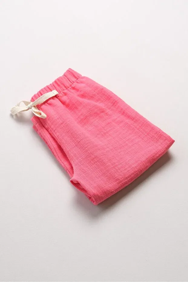 Детские брюки для девочек хлопковые Flameli Muslin Bondberro, Fuchsia — фото 2