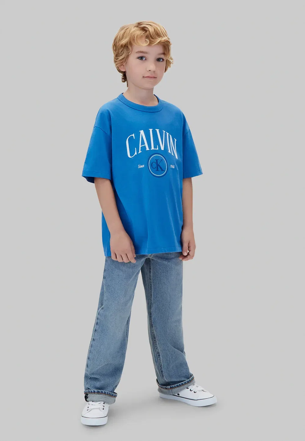 Детская футболка с графическим логотипом - футболка с принтом Calvin Klein Jeans, Vallarta Blue