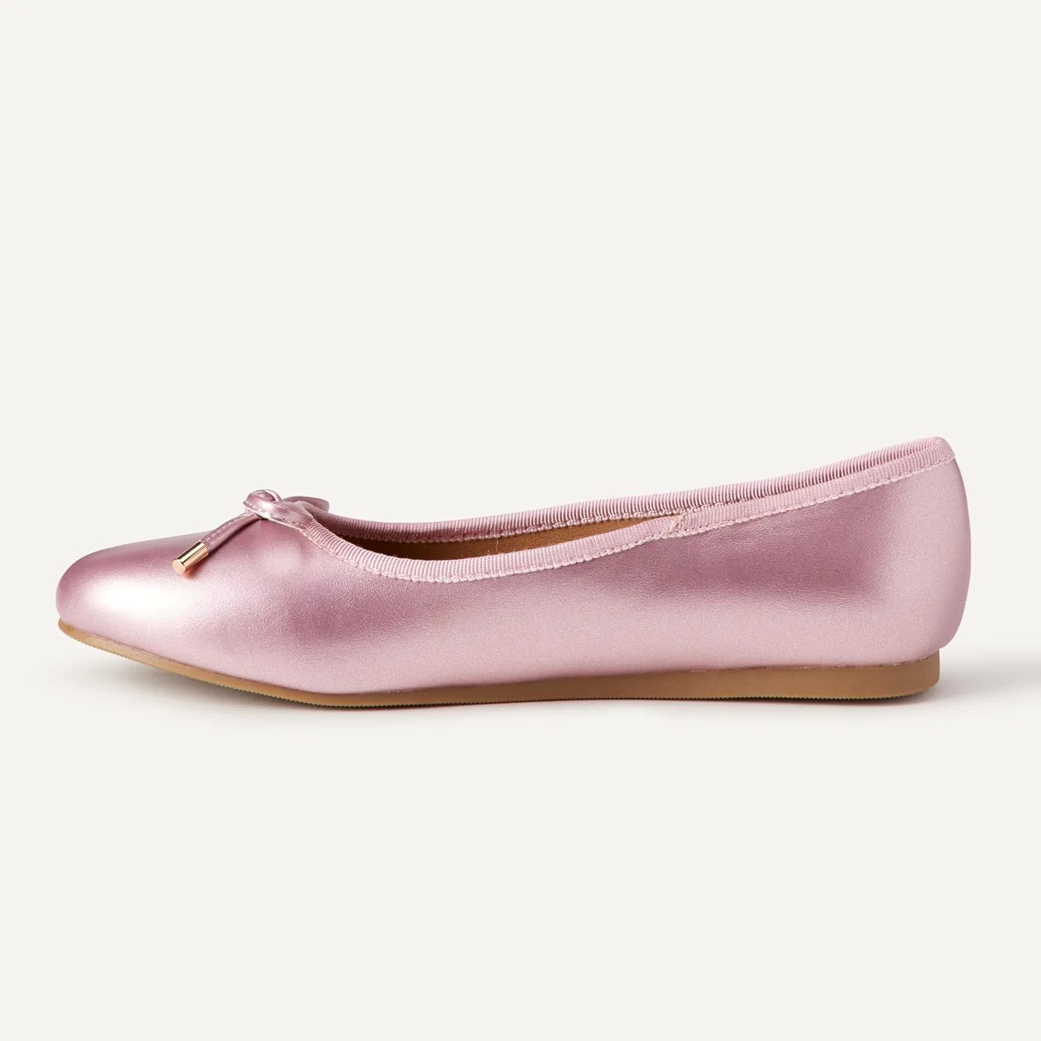 Детские балетки для девочек с бантом Amazon Essentials, Metallic Pink — фото 3