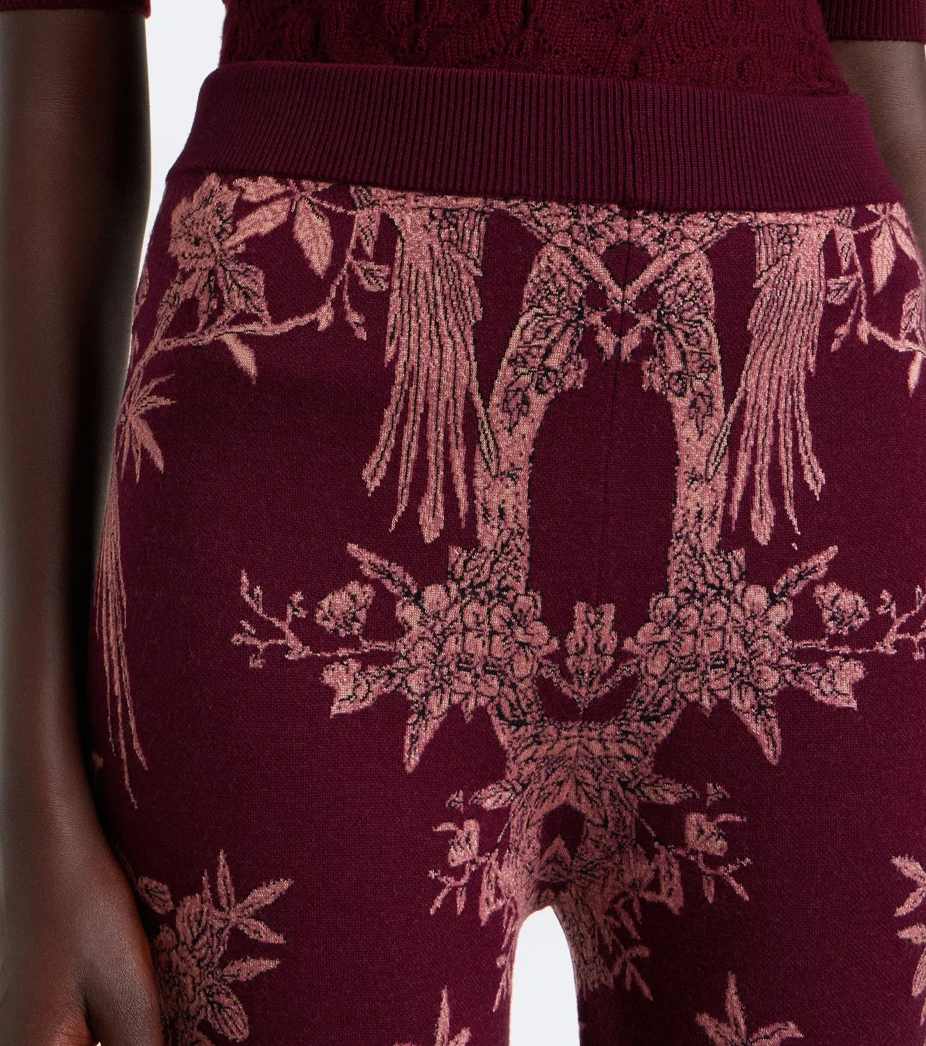 Широкие брюки из шерстяного жаккарда ETRO, бордовый — фото 3