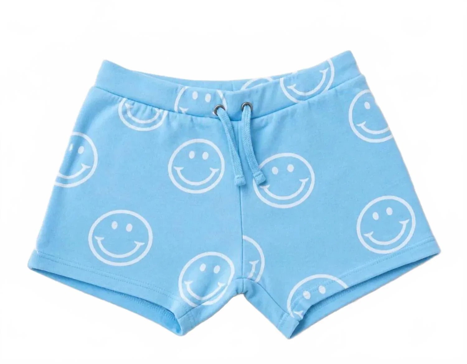 Детские шорты для девочек с принтом Smiley Face Vintage Havana, Turquoise Blue
