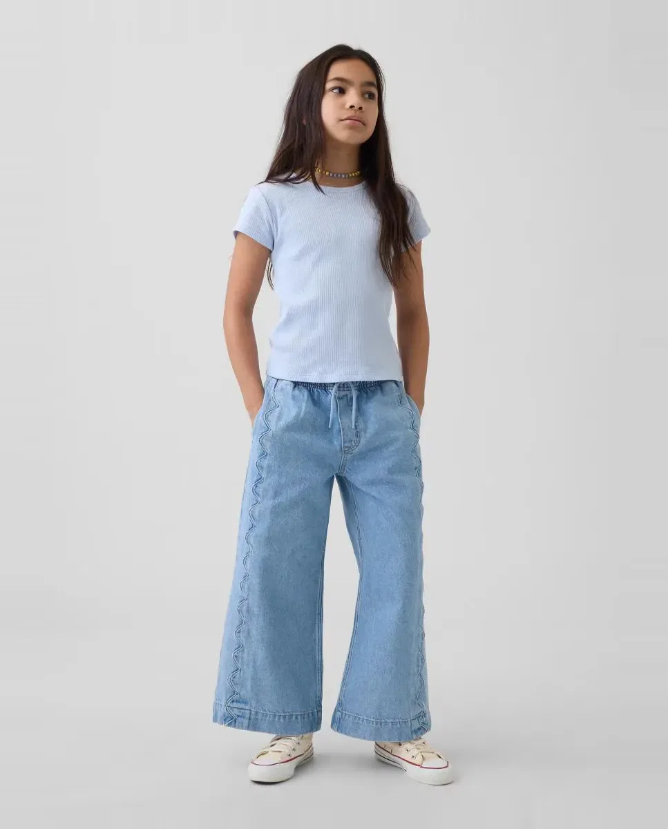 Детские джинсы для девочек с высокой талией Gap, Azul Claro