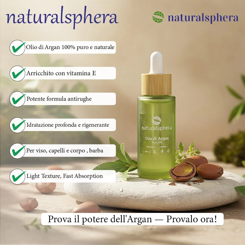 Масло для лица и тела Organic Argan Oil, NATURALSPHERA, 50 мл — фото 2
