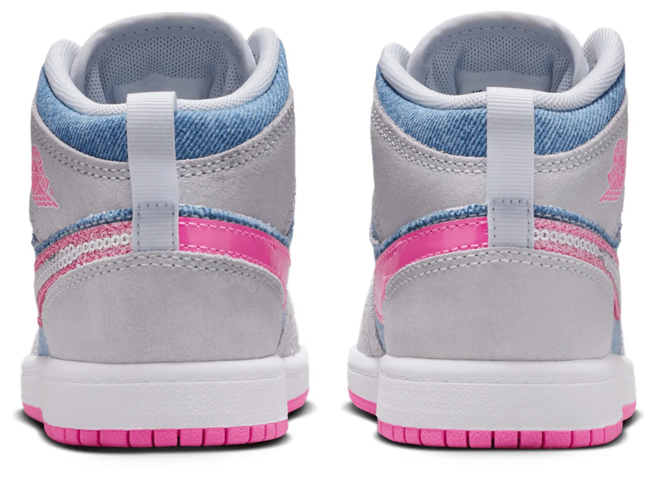 Детские кроссовки Jordan Air 1 Mid SE, цвет Pink Glow/White/Cobalt Bliss — фото 3