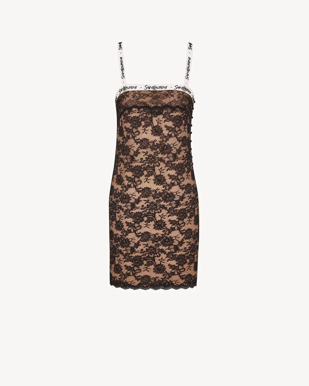 SAINT LAURENT кружевное платье-комбинация, черный