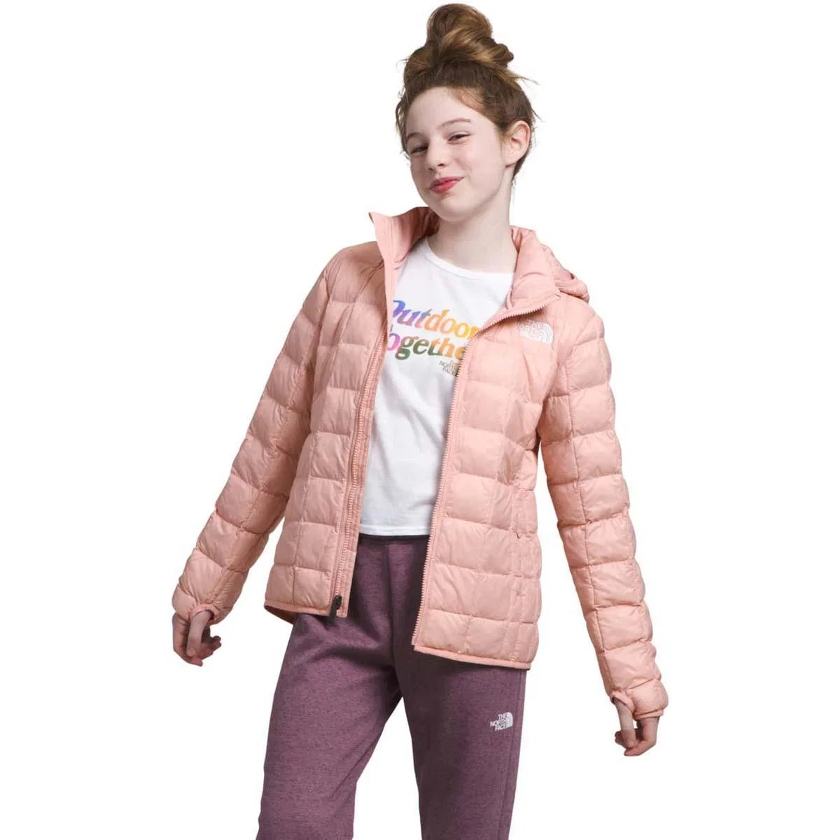 Куртка утепленная с капюшоном ThermoBall Girls The North Face, Pink Moss