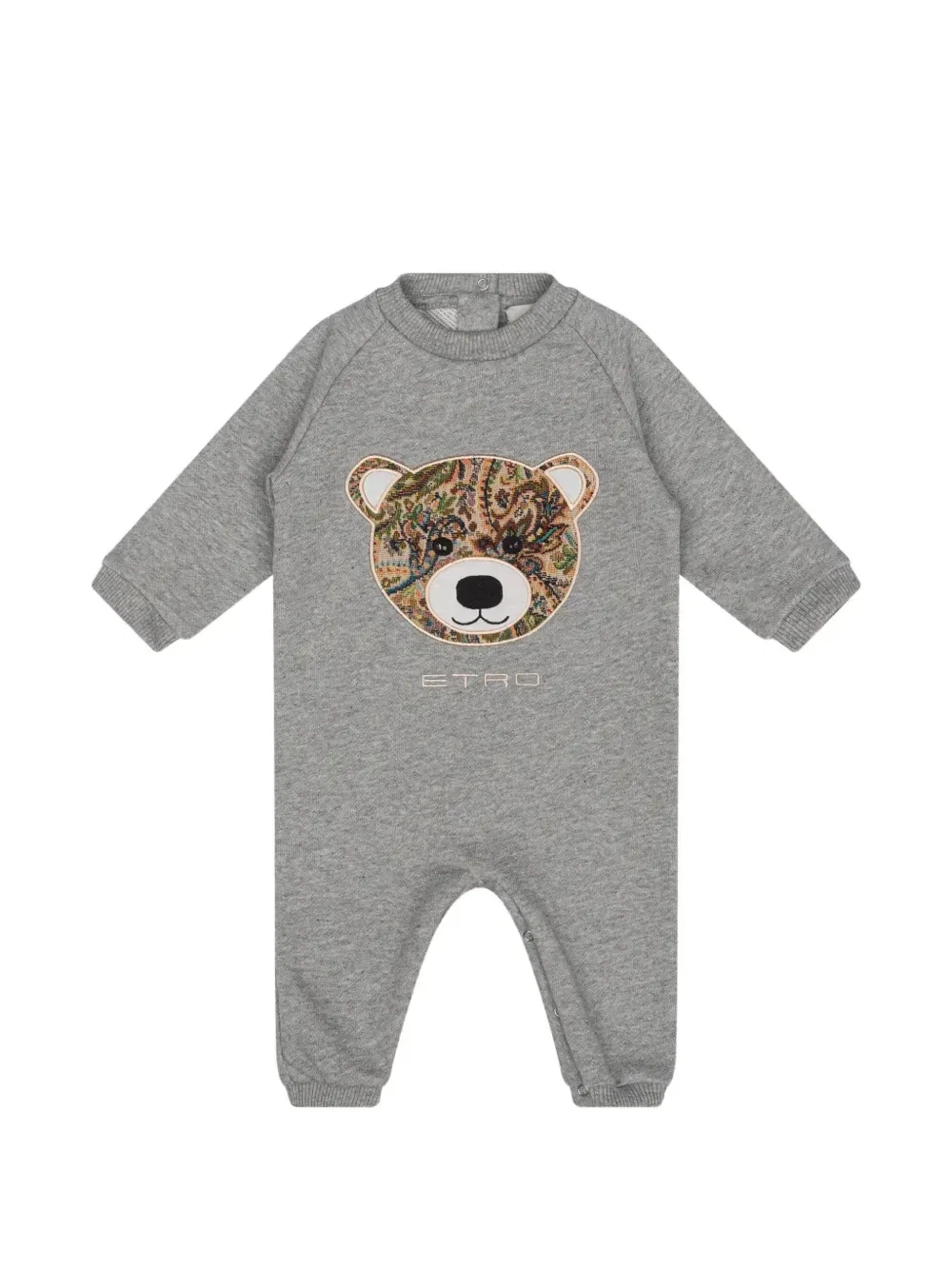 Флисовый комбинезон с инкрустированным мишкой Тедди Etro Kids, серый