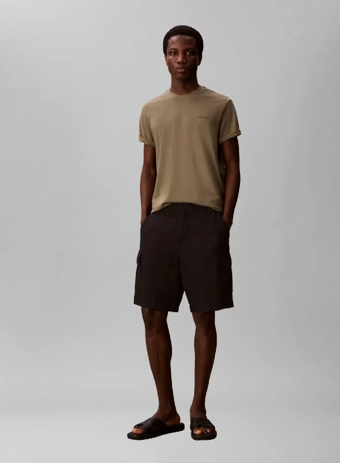 Футболка с микрологиком, Calvin Klein, оливковый — фото 2