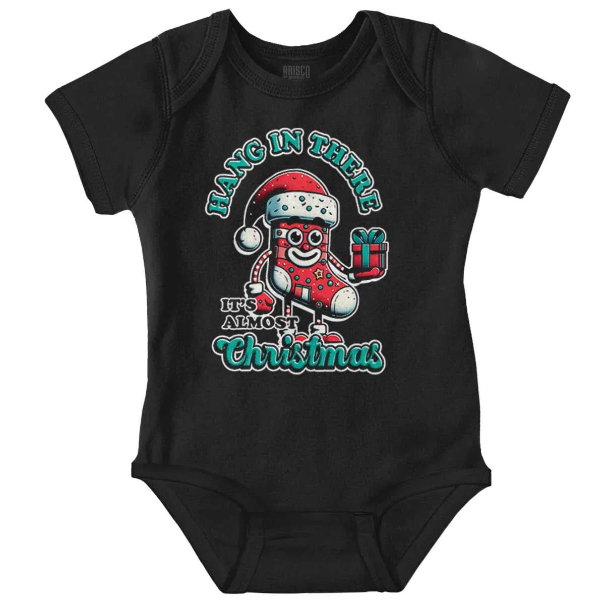Детский боди-комбинезон с принтом Hang In There Its Almost Christmas Brisco Brands, Black
