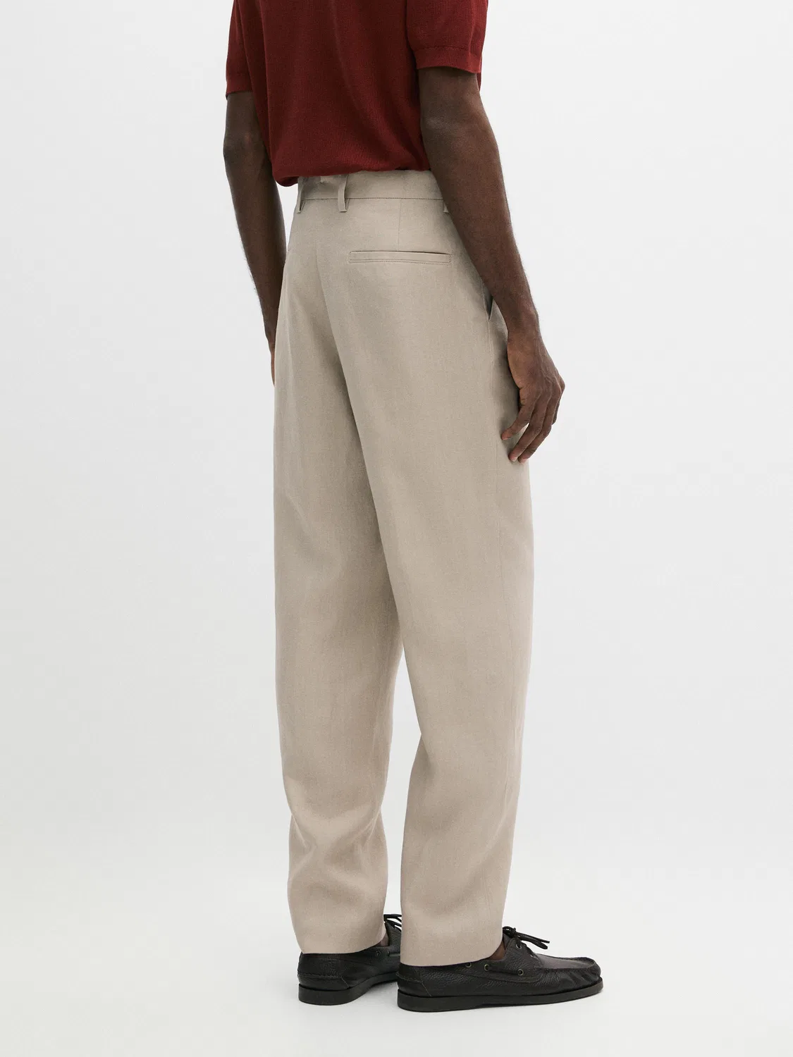Брюки от льняного костюма Massimo Dutti, бежевый — фото 3