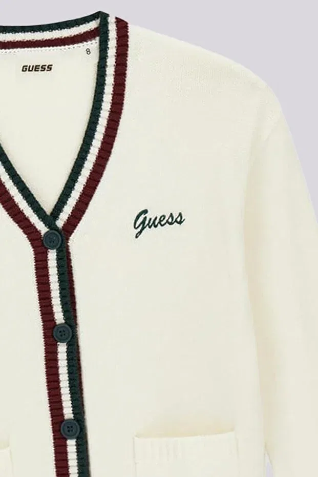 Детский кардиган для девочек хлопковый Guess, White — фото 2