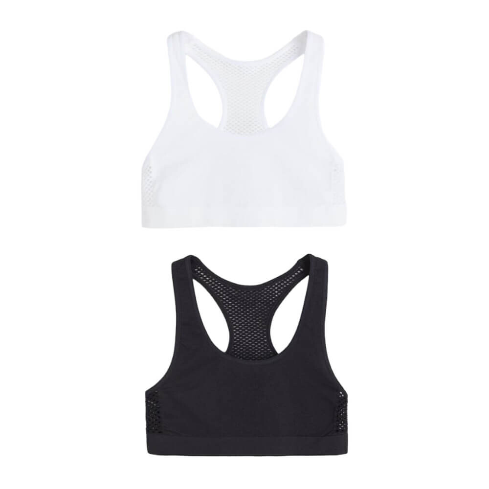 

Комплект из двух бесшовных топов H&M, черный/белый