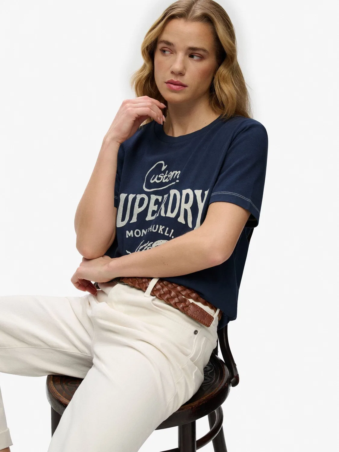 Футболка, свободная посадка, Heritage Hamptons Superdry, темно-синий