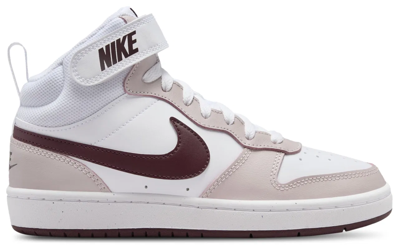 Кроссовки для мальчиков Court Borough Mid 2 Nike, цвет White/Burgundy Crush/Platinum Violet