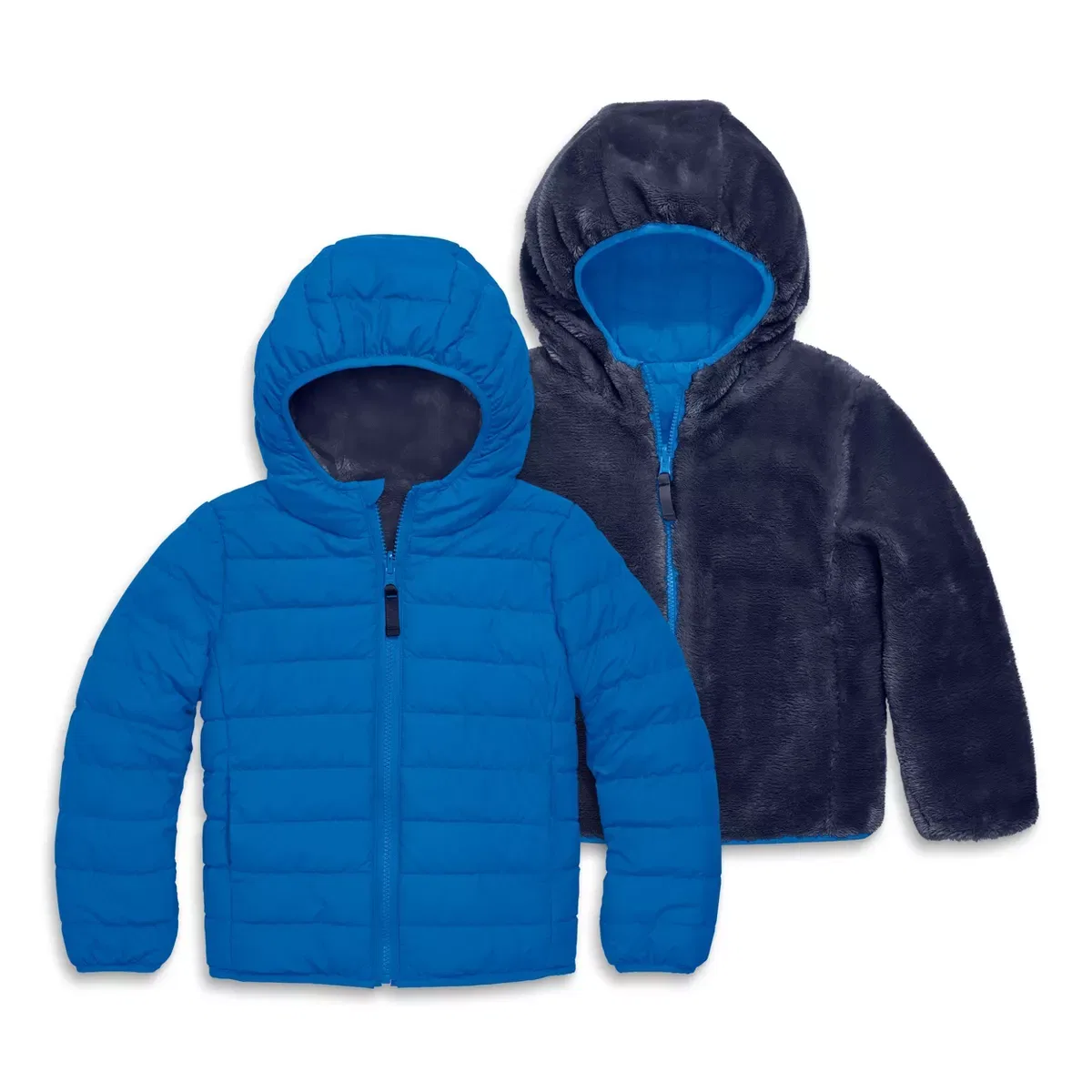 Детская двусторонняя куртка-пуховик из флиса Reversible Fleece Puffer Jacket Primary, Blueberry Navy