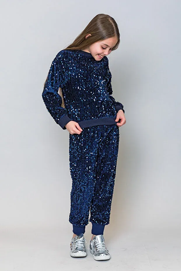Детские спортивные брюки для девочек с принтом Incity, Navy Blue
