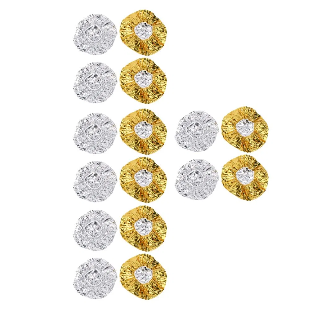 Шапочка для душа алюминиевая фольга, SOLUSTRE, 16 шт, Golden & Silver