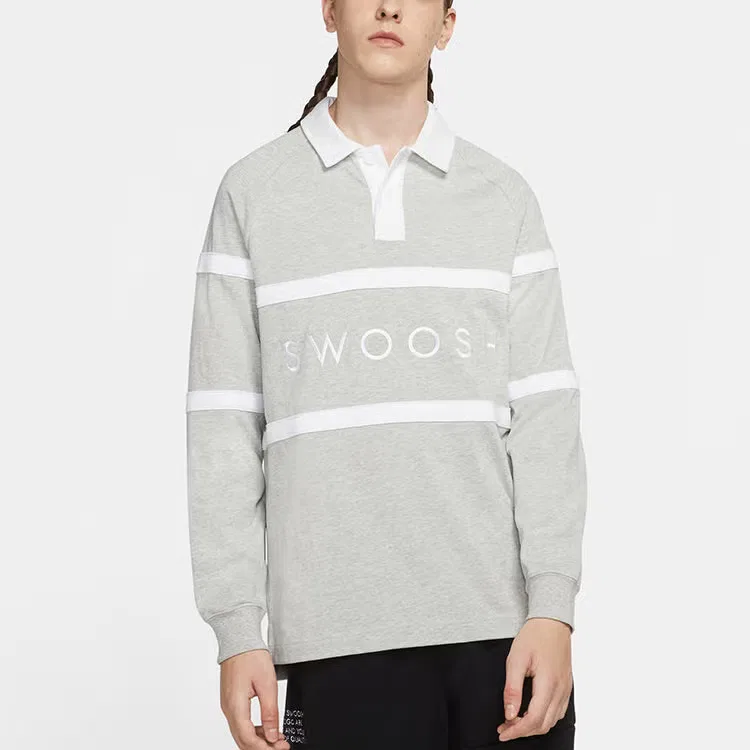 Поло мужское с вышивкой логотипа Nike, серый — фото 3