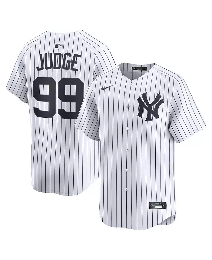 

Мужская белая лимитированная игровая футболка Aaron Judge домашняя New York Yankees Nike