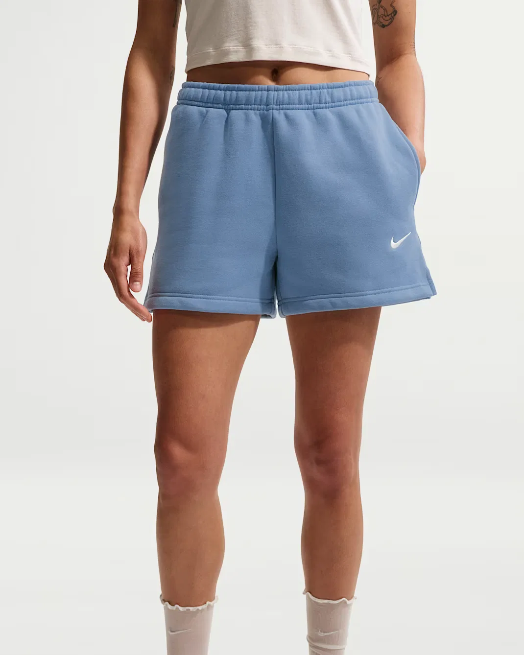 Женские шорты со средней посадкой Nike Studio Fleece Medium Weight, Work Blue/Sail — фото 2