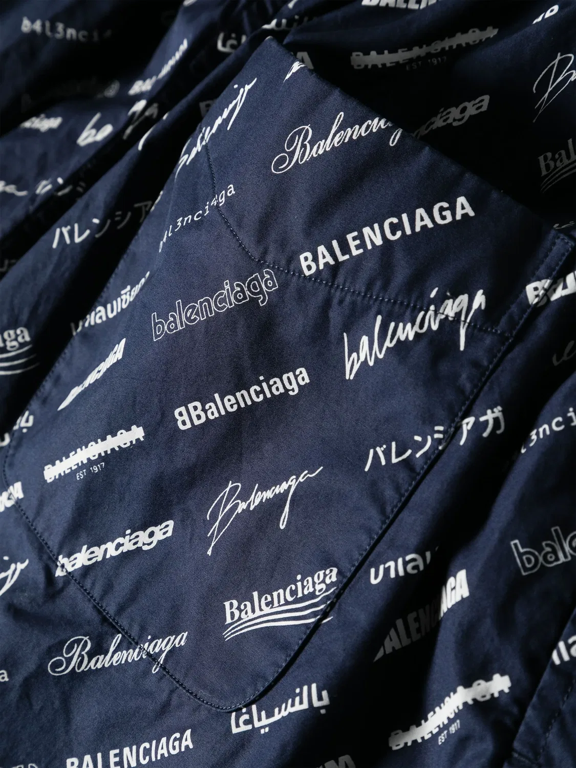 Шорты из хлопка с логотипом Balenciaga, синий — фото 3