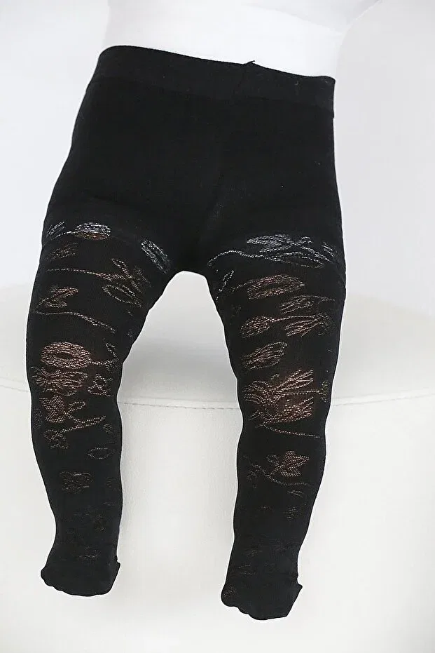 Детские колготки для девочек с принтом Arıcık baby pantyhose Daymod, Black — фото 2